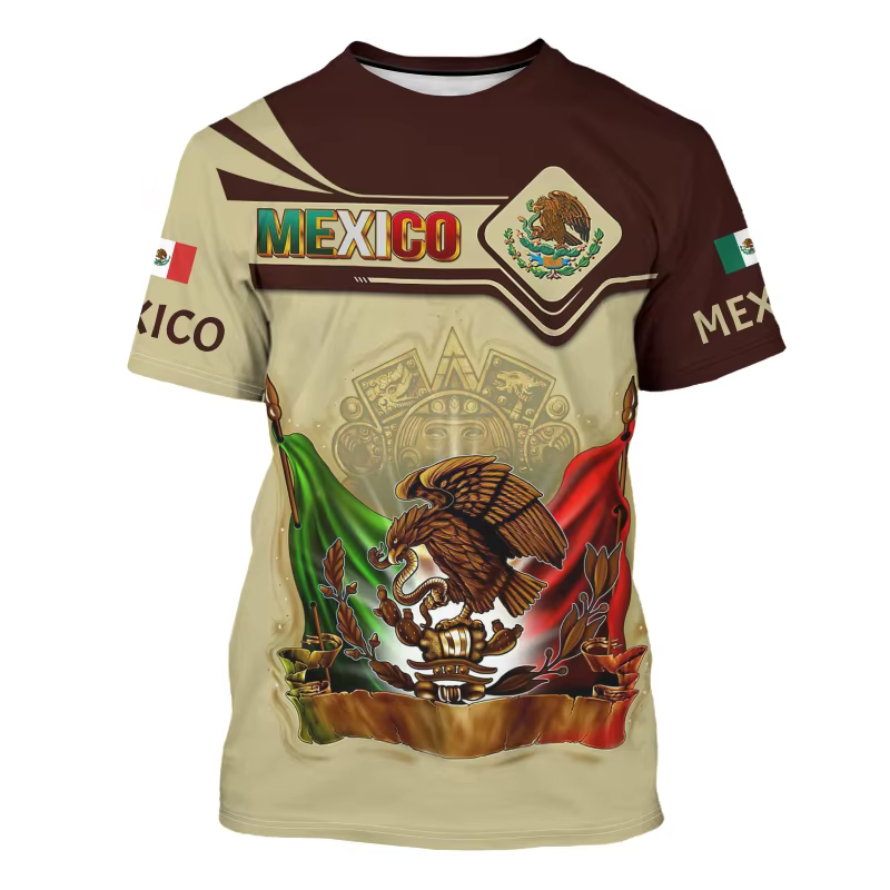 Drapeau du mexique 3d imprimé hommes T-shirt mode