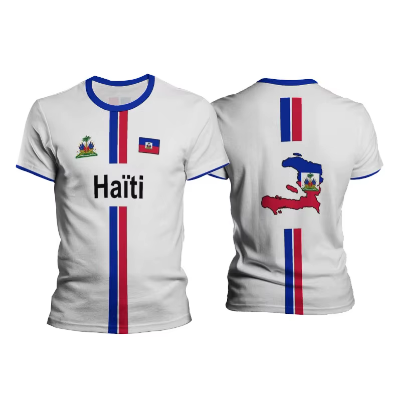 Haïti Football t-shirts hommes sport T-shirt drapeau haïtien rue surdimensionné hauts unisexe décontracté graphique