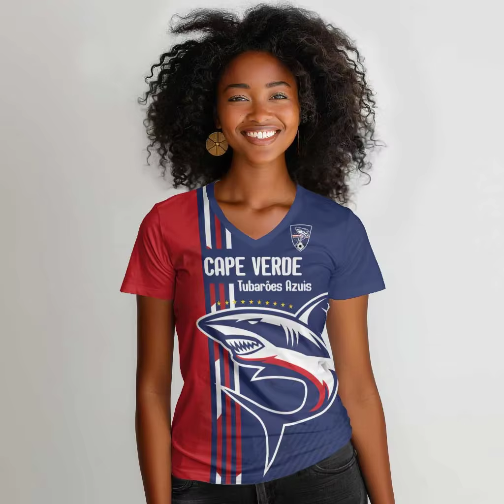 T-shirt à manches courtes et col en V pour femme