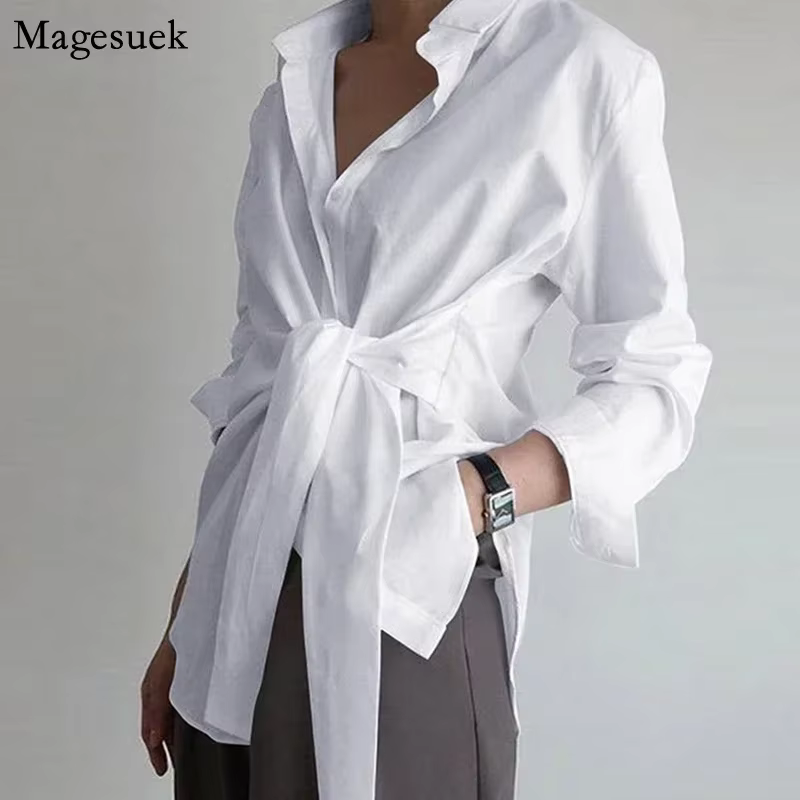 Chemise à manches longues en coton pour femmes