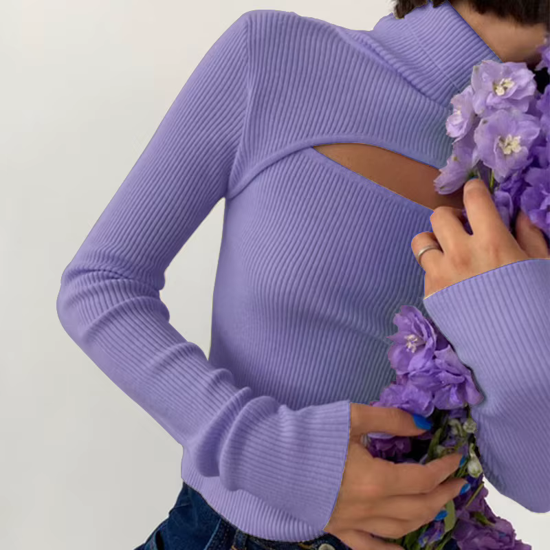 Pull à col roulé à manches longues pour femmes
