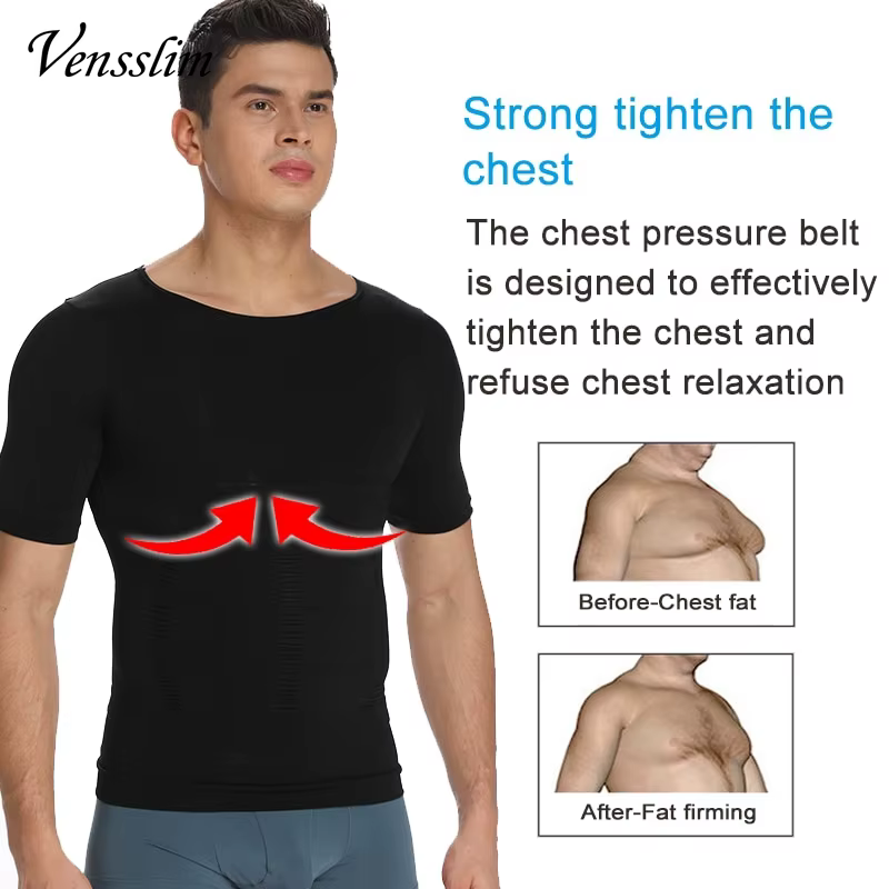 Compression minceur T-shirt hommes corps Shaper taille formateur Fitness gilet gros brûler poitrine mince chemise perte de poids shapewear