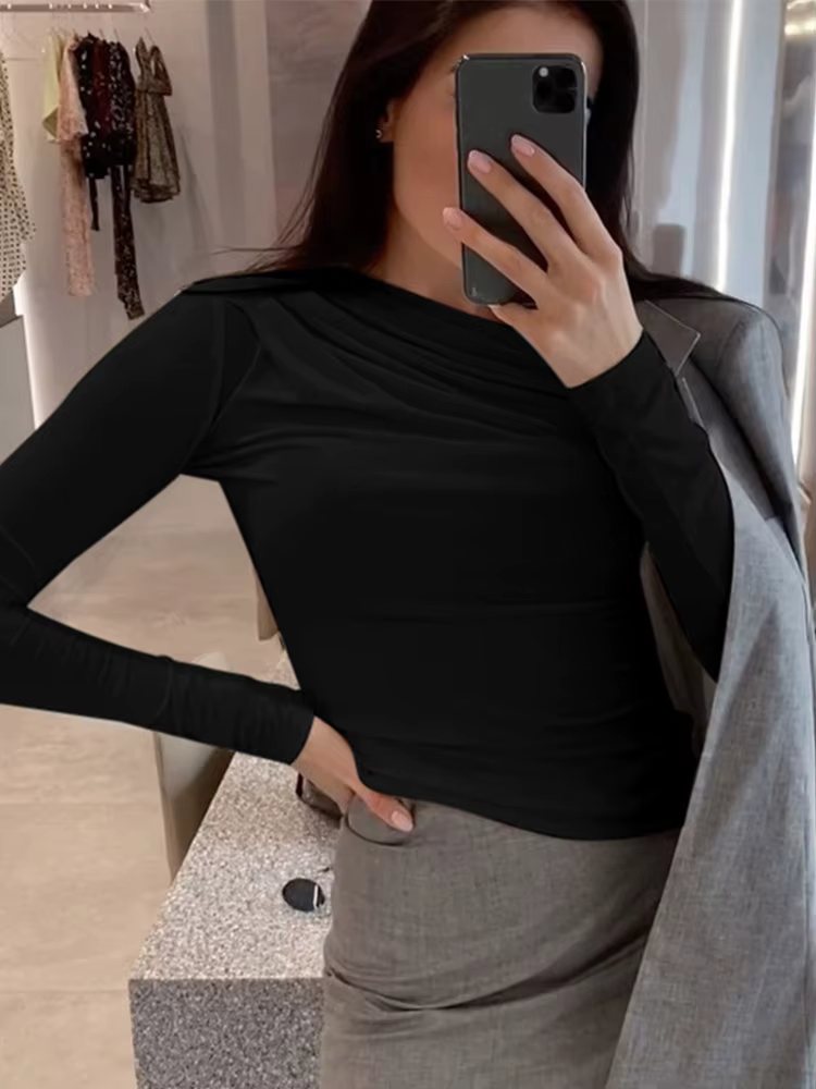 T-shirt basique à manches longues pour femmes