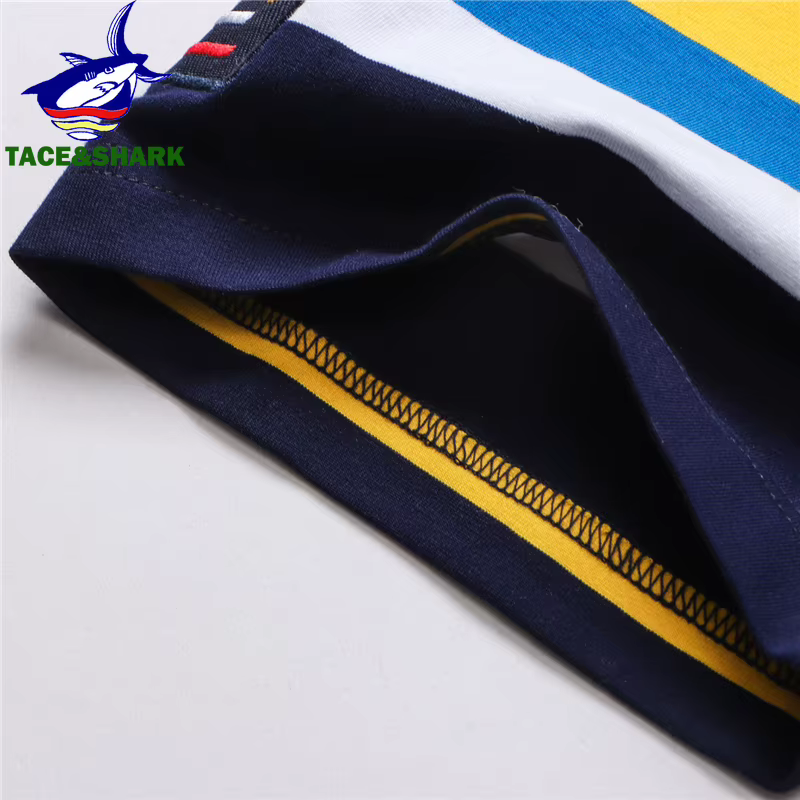 TACE & SHARK-Polo brodé de requin à rayures pour hommes