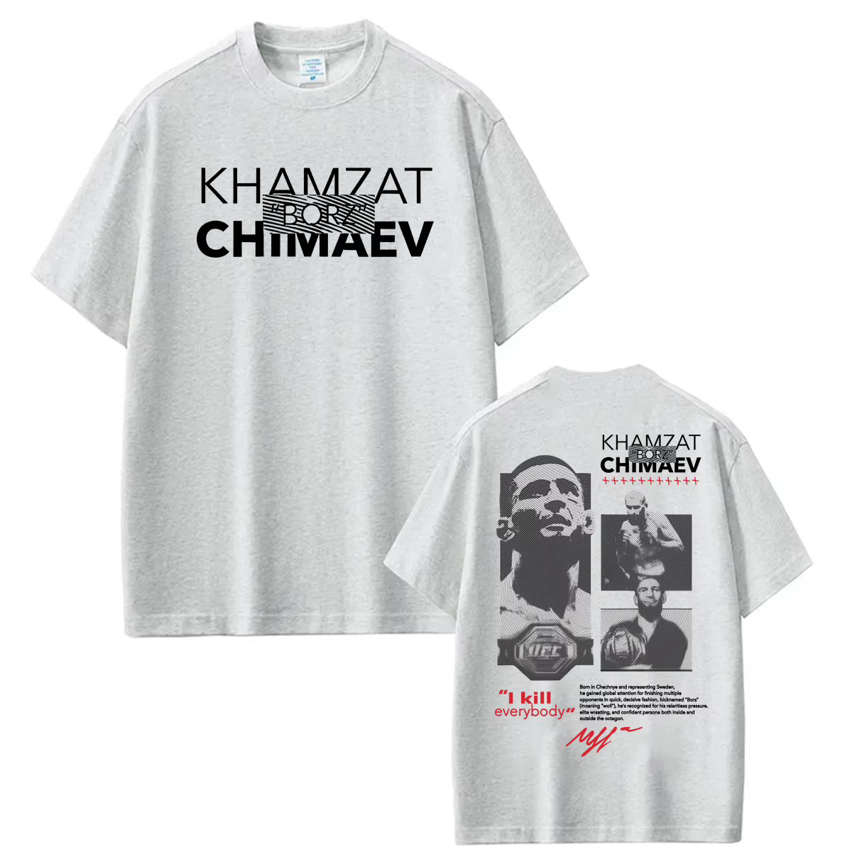 T-shirt à logo Khamzat Chimaev « borz » pour hommes et femmes