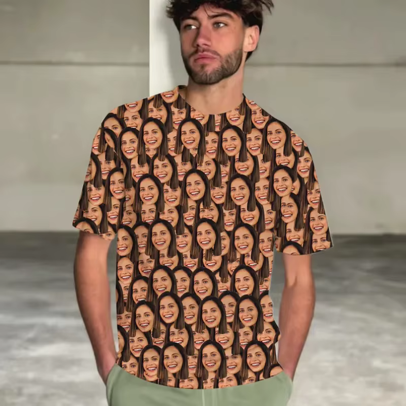 T-shirts de visage personnalisés pour hommes impression complète personnalisé bricolage