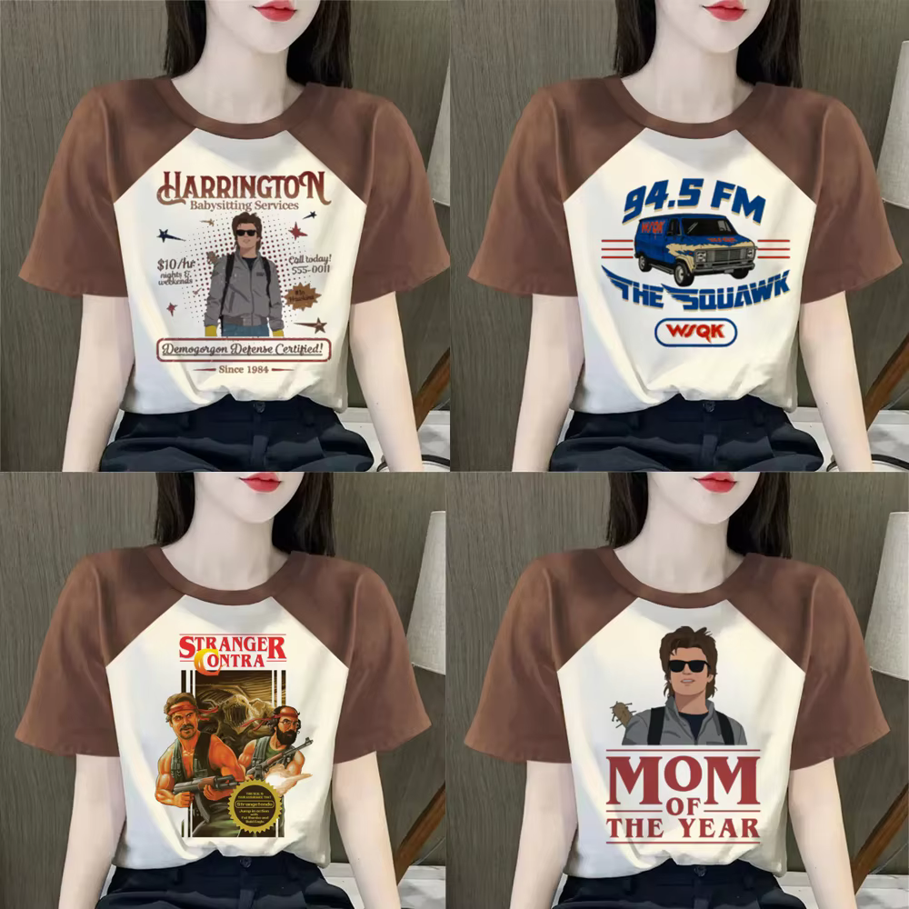 Steve Harrington Top T-Shirts femmes à l'envers université Harajuku Hawkins Hip Hop graphique chemise colorée