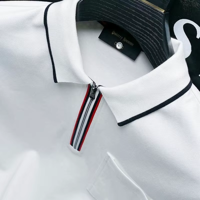 Polo à fermeture éclair pour homme, sweat-shirt blanc d'affaires, pulls de poche, formel, en vrac, une pièce, offres de vêtements originaux, média Emo