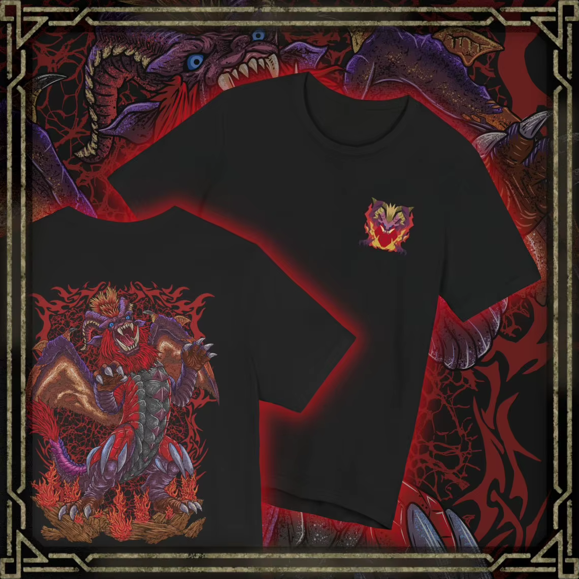 T-shirt à motif double face Monster Hunter pour hommes et femmes