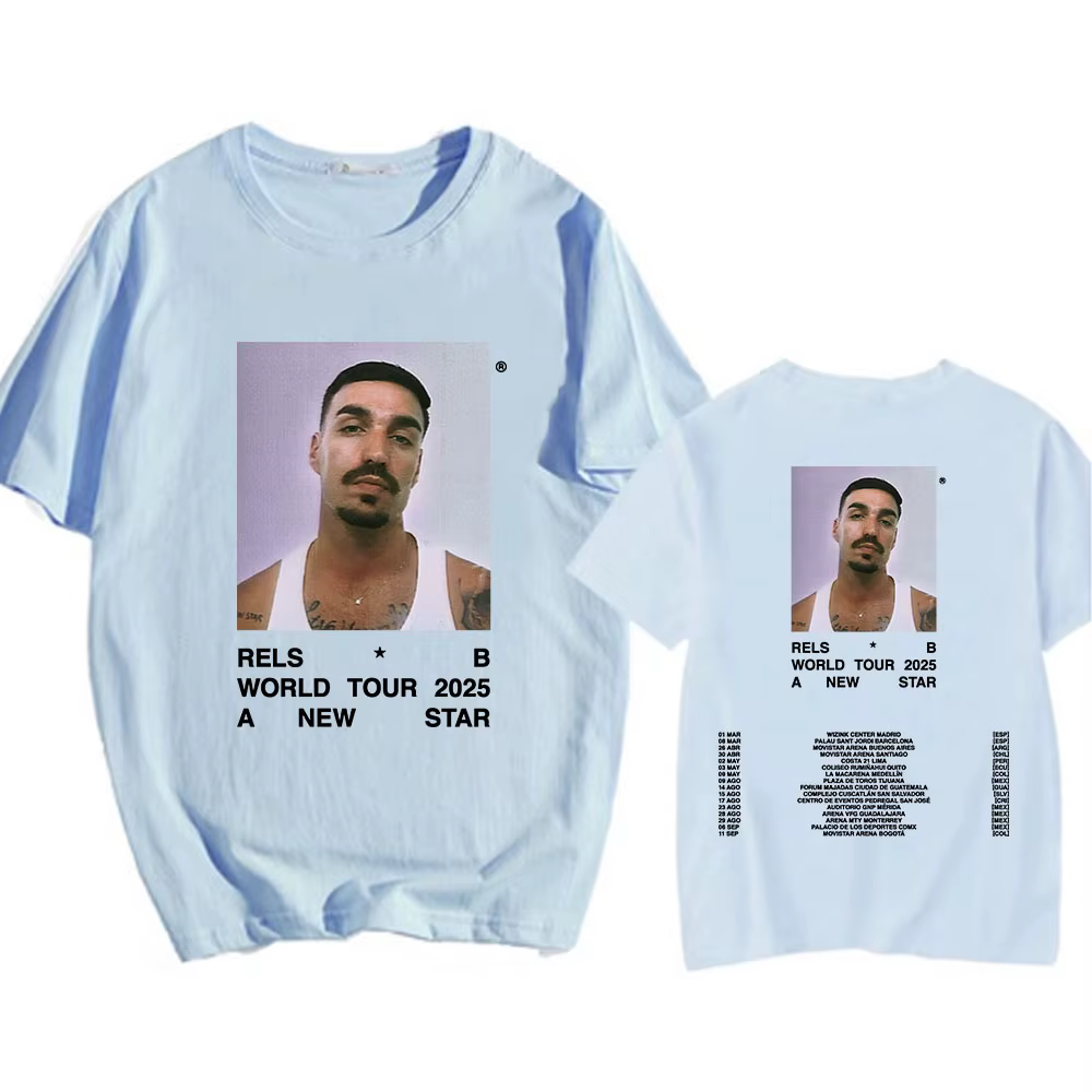 Un nouveau Star World Tour 2025 Rels B t-shirt Hip Hop unisexe Streetwear à manches courtes col rond hommes