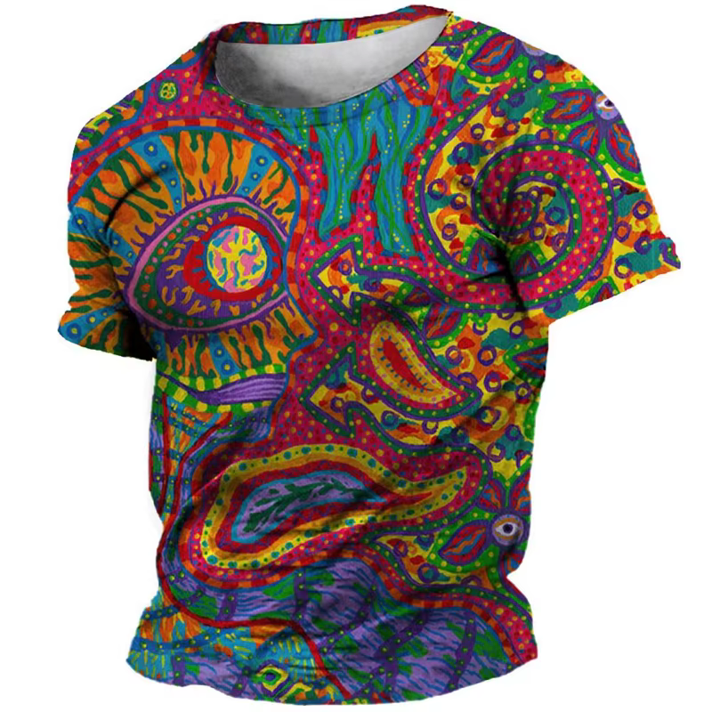 T-shirts graphiques Graffiti colorés mode d'été à manches courtes Hip Hop 3D imprimé