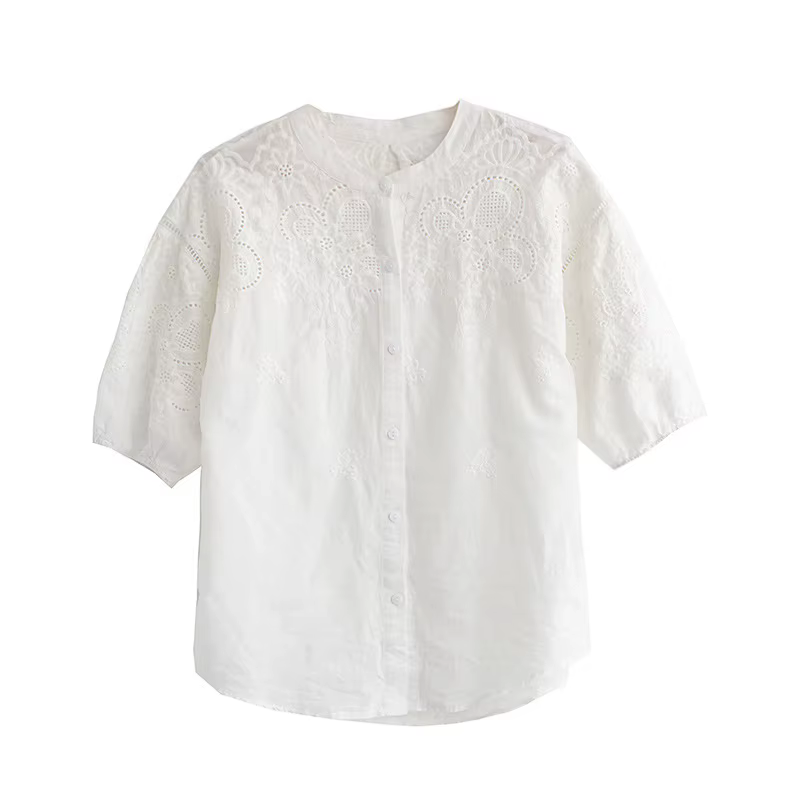 TEELYNN blanc coton broderie florale Blouse chemises pour haut pour femme chemise Vintage Blouses été 2025 Boho décontracté dames Blusas