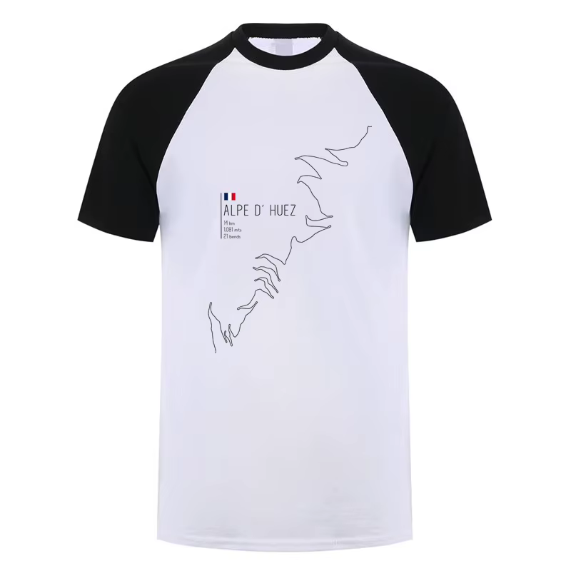 Alpe d Huez en France cyclisme t-shirt été hommes à manches courtes coton