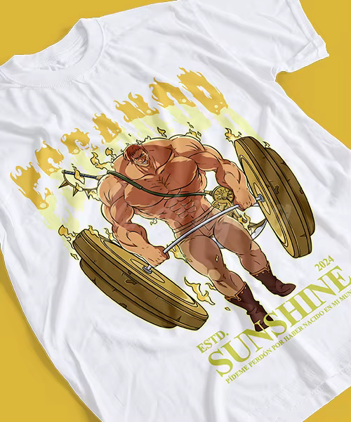 T-shirt pour Anime Nanatsu no Taizai Escanor GYM Leon del Sol y El Poder del Orgullo