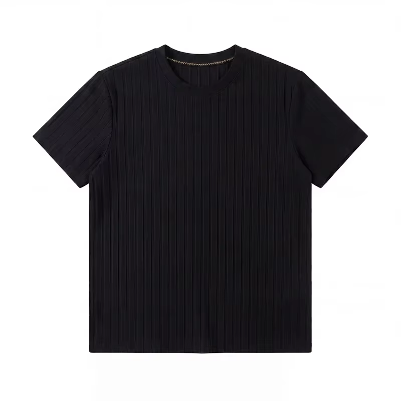 T-shirt en tricot côtelé pour homme avec rayures verticales