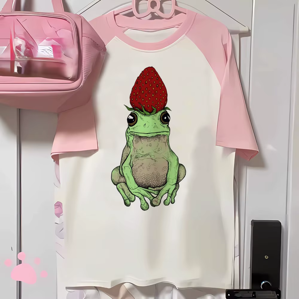 Fraise t-shirts femmes imprimé design vêtements actifs tenue décontracté t-shirt femme années 2000