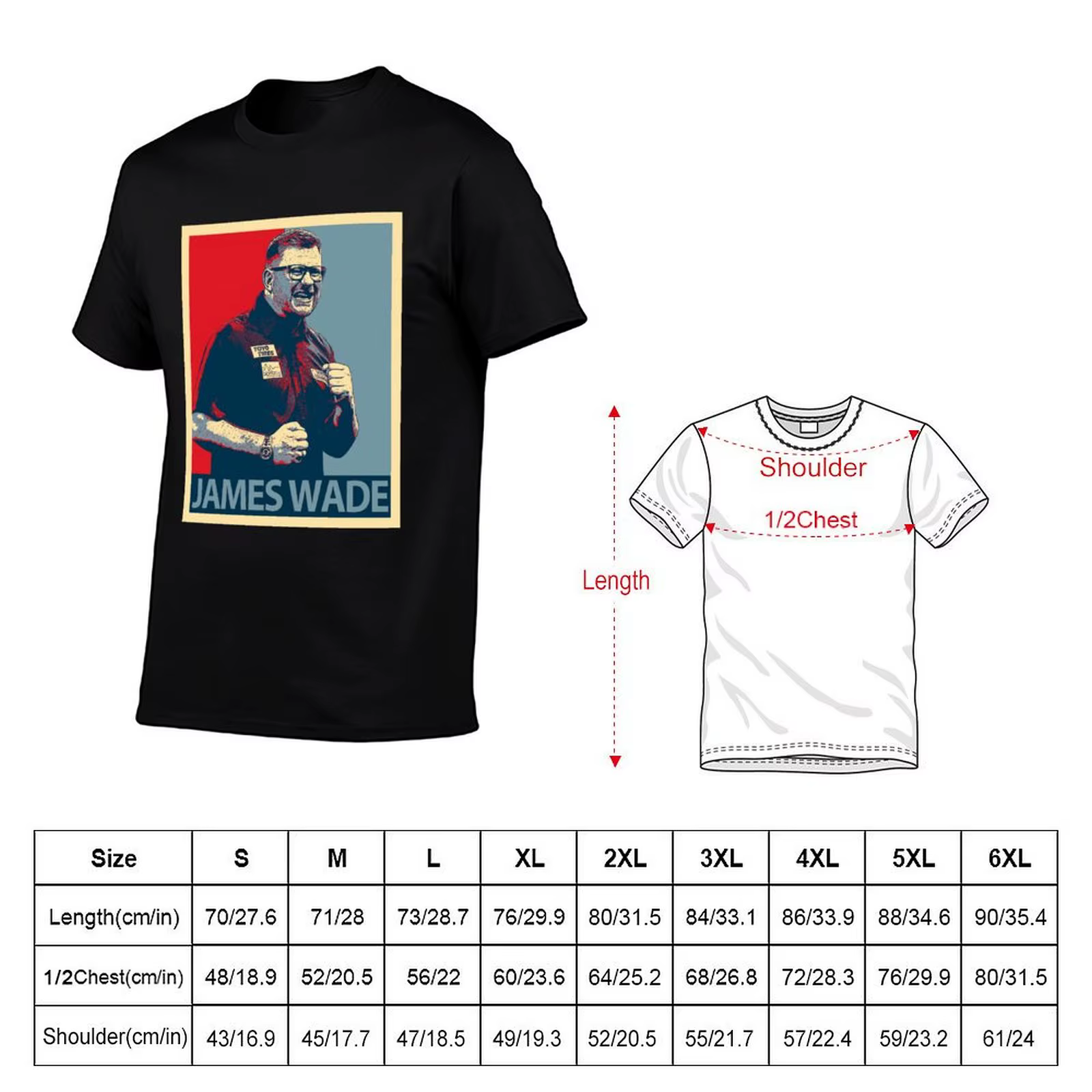 T-shirt James Wade, t-shirts en coton 100% pour homme
