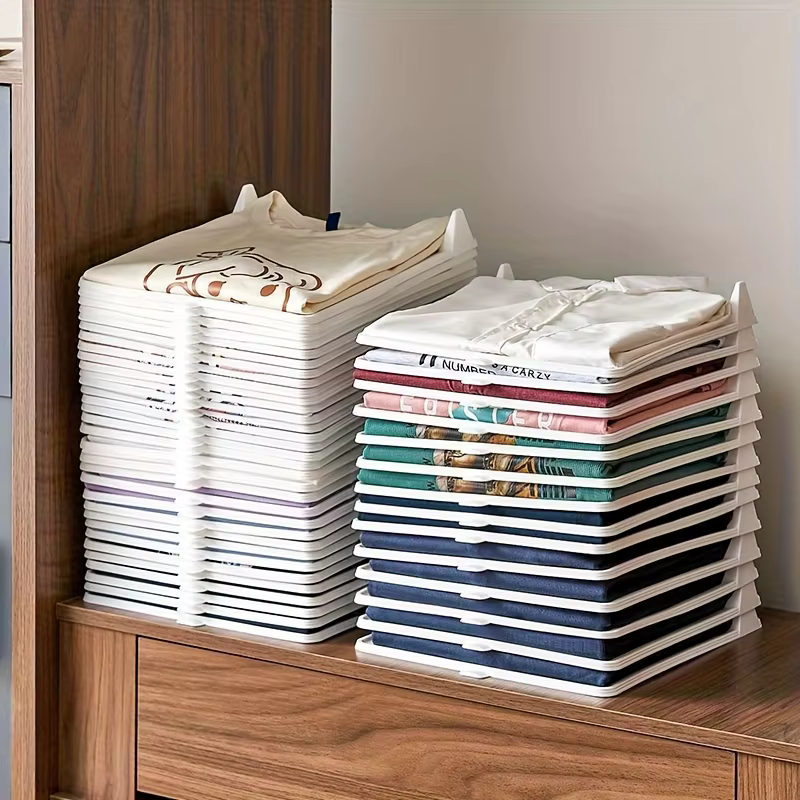 Tableau de rangement de chemises, empilable, organisateur de t-shirts, planche pliante pour vêtements, rangement de vêtements multifonctionnel portable avec poignée