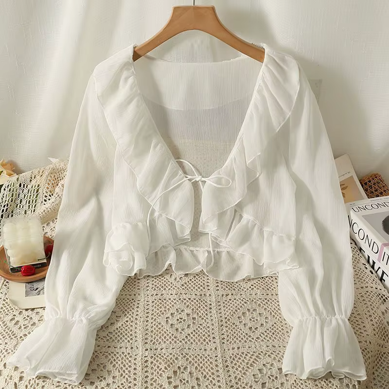 Vestes à volants à lacets pour femmes