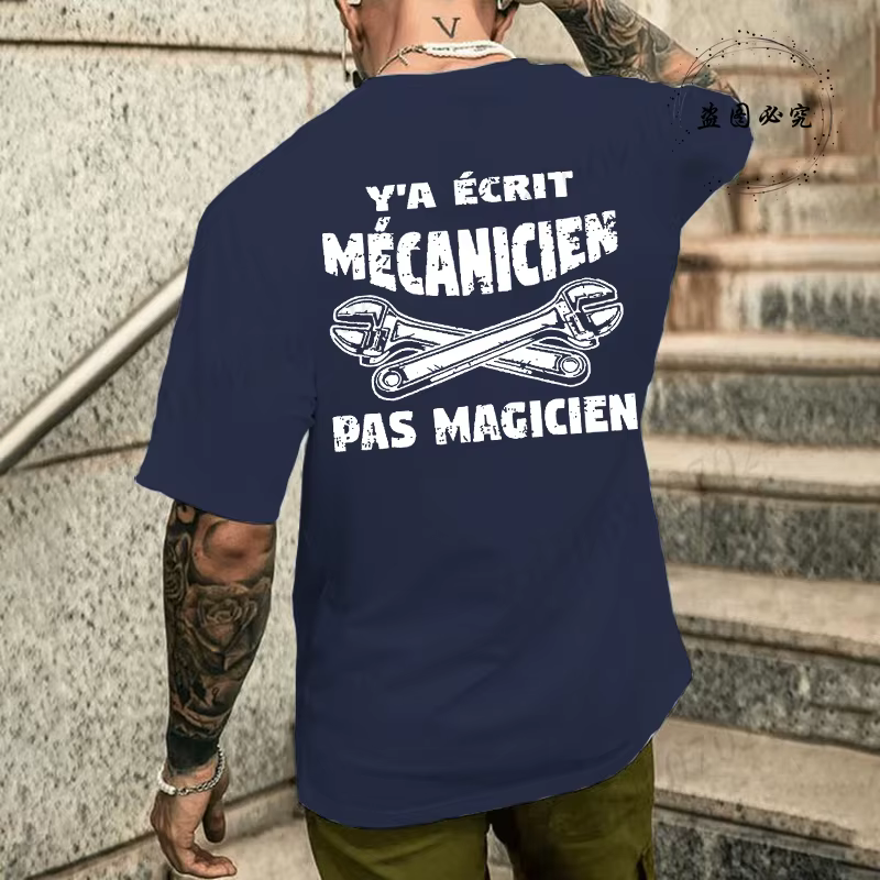 T-shirt d'été pour homme avec impression amusante de mécanicien