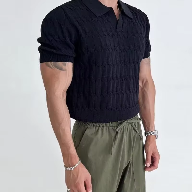 Polo jacquard à rayures pour hommes