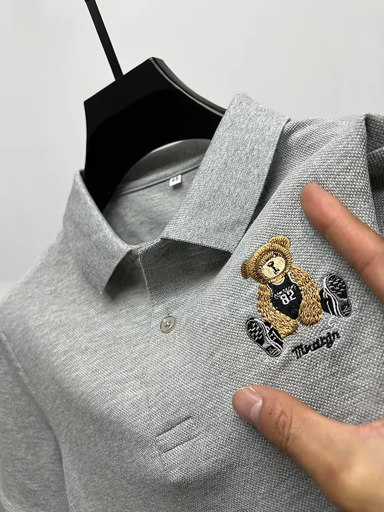 Polo brodé ours à revers pour hommes