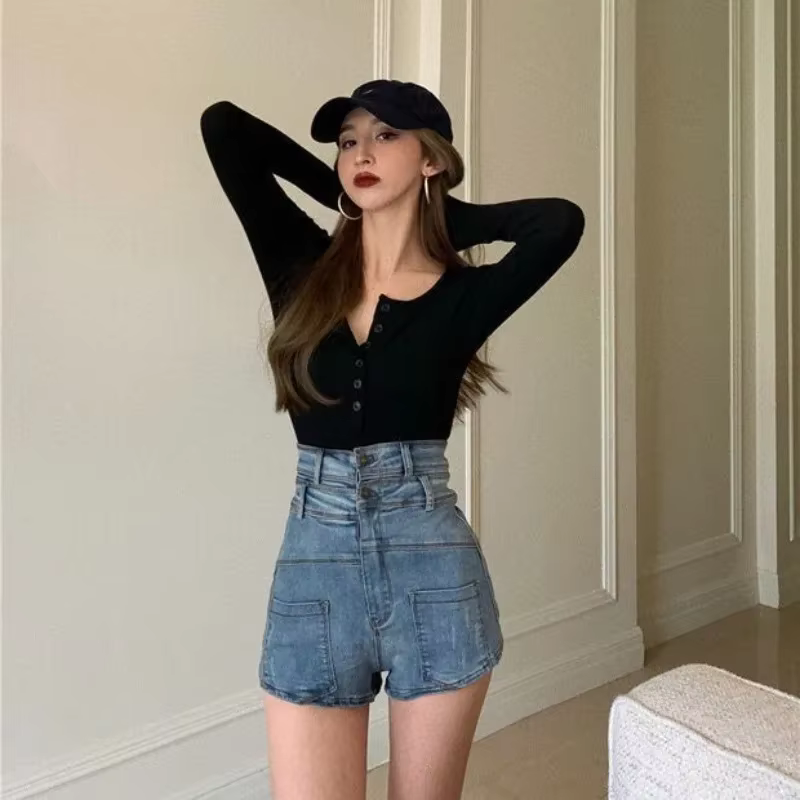 Haut Slim pour femmes noir 2025 T-shirt femme Sexy