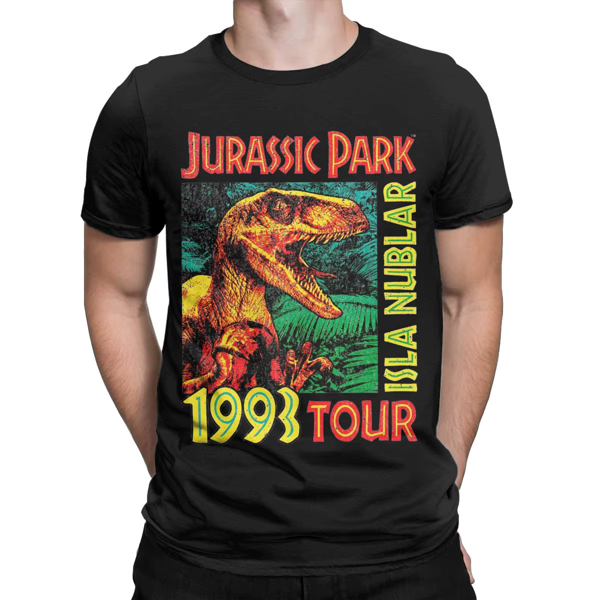T-Shirts pour hommes Jurassic Park 1993 Tour imprimé nouveauté solide coton