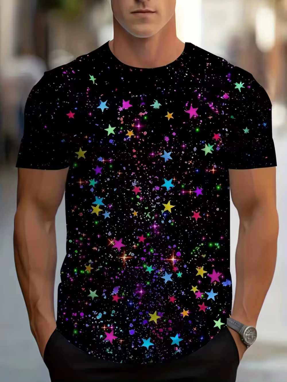 T-Shirt homme étoile élément imprimé