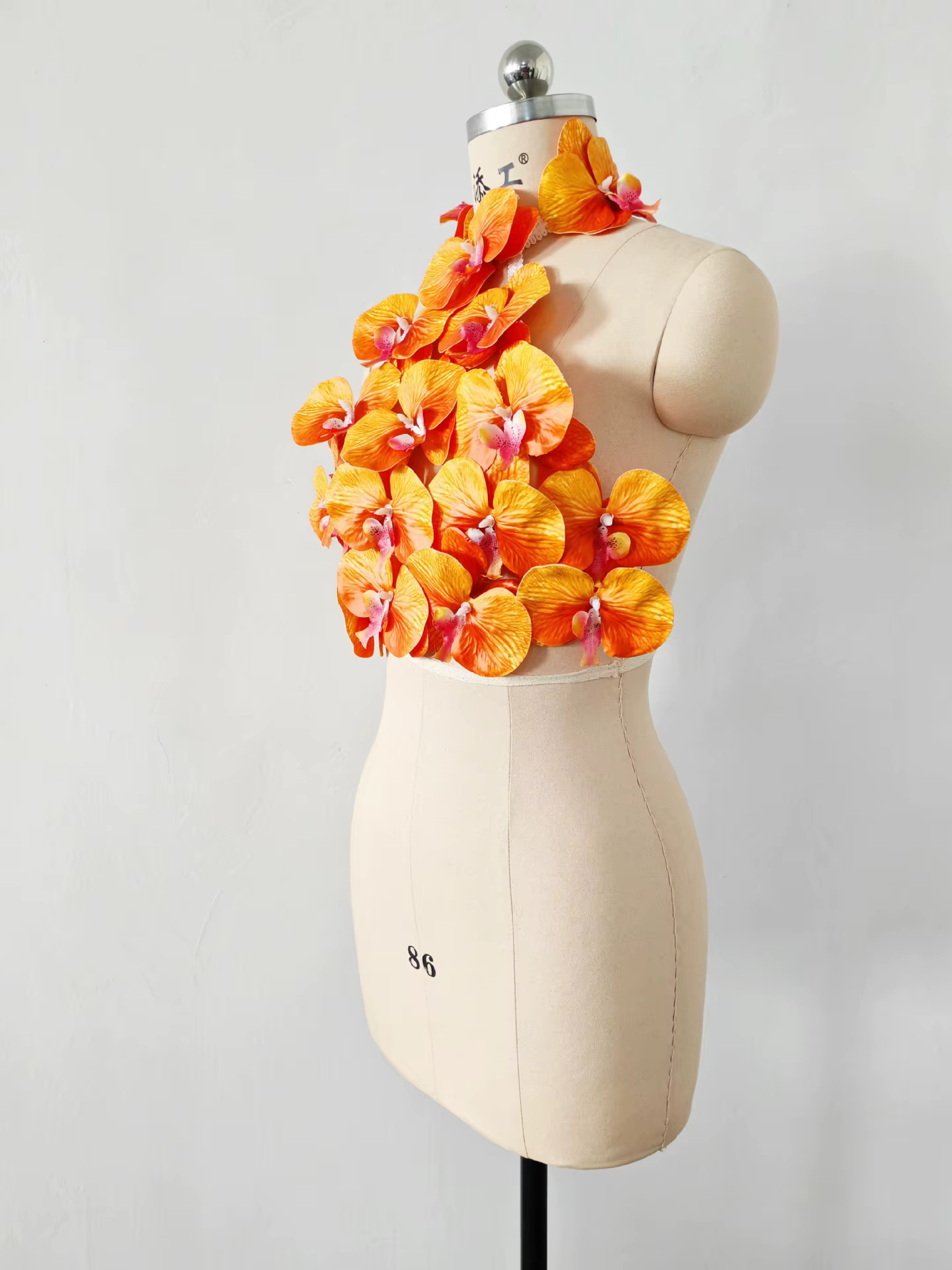 Couleur Orange femmes Sexy fleurs dos nu moulante hauts célébrer discothèque fête Bar danseur DJ Performance Costume