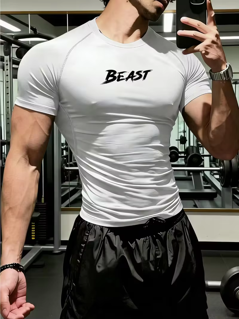 Nouveau T-shirt de sport ajusté pour homme