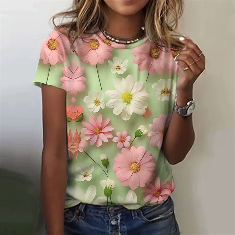 T-shirt manches courtes col rond femme