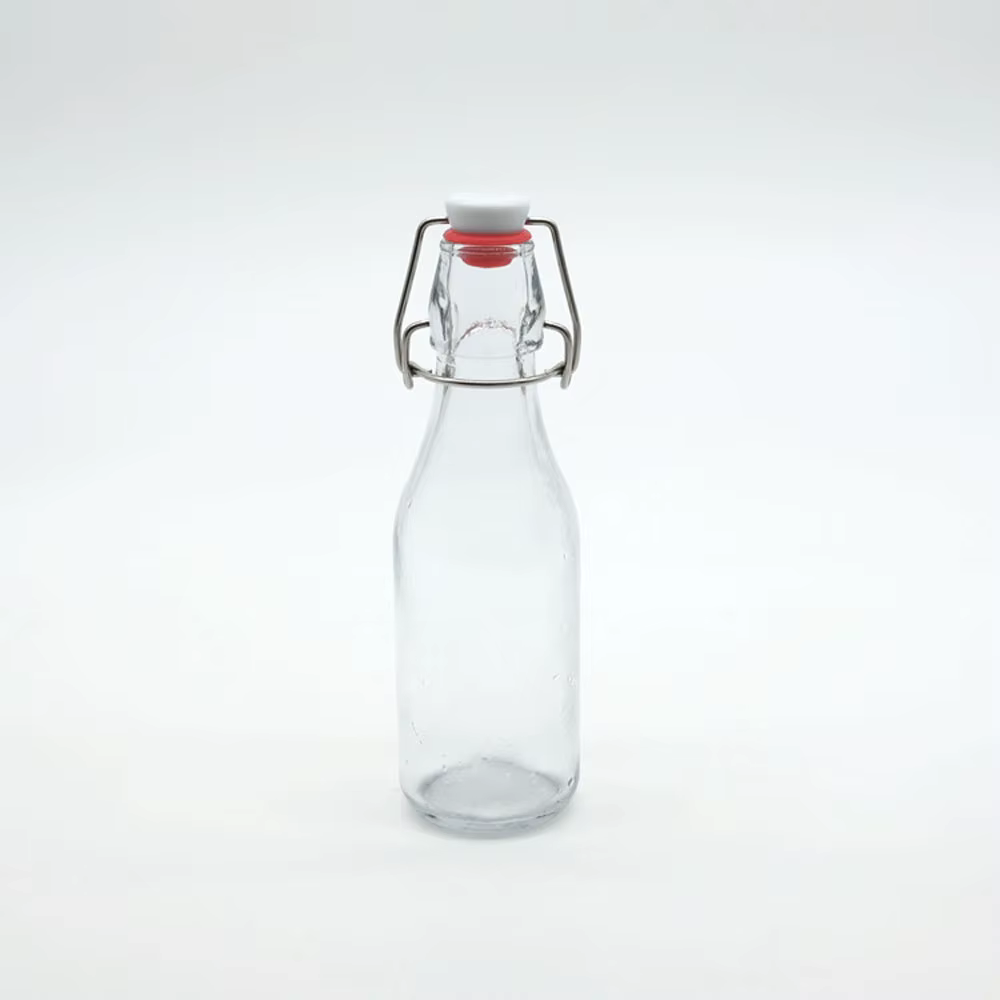 Bouteille en verre ronde à bouchon basculant pour huile de cuisson 60ml 100ml 250ml 500ml 750ml 1000ml, bouteilles à bouchon pivotant, MOQ2000, impression de logo personnalisée à bas prix