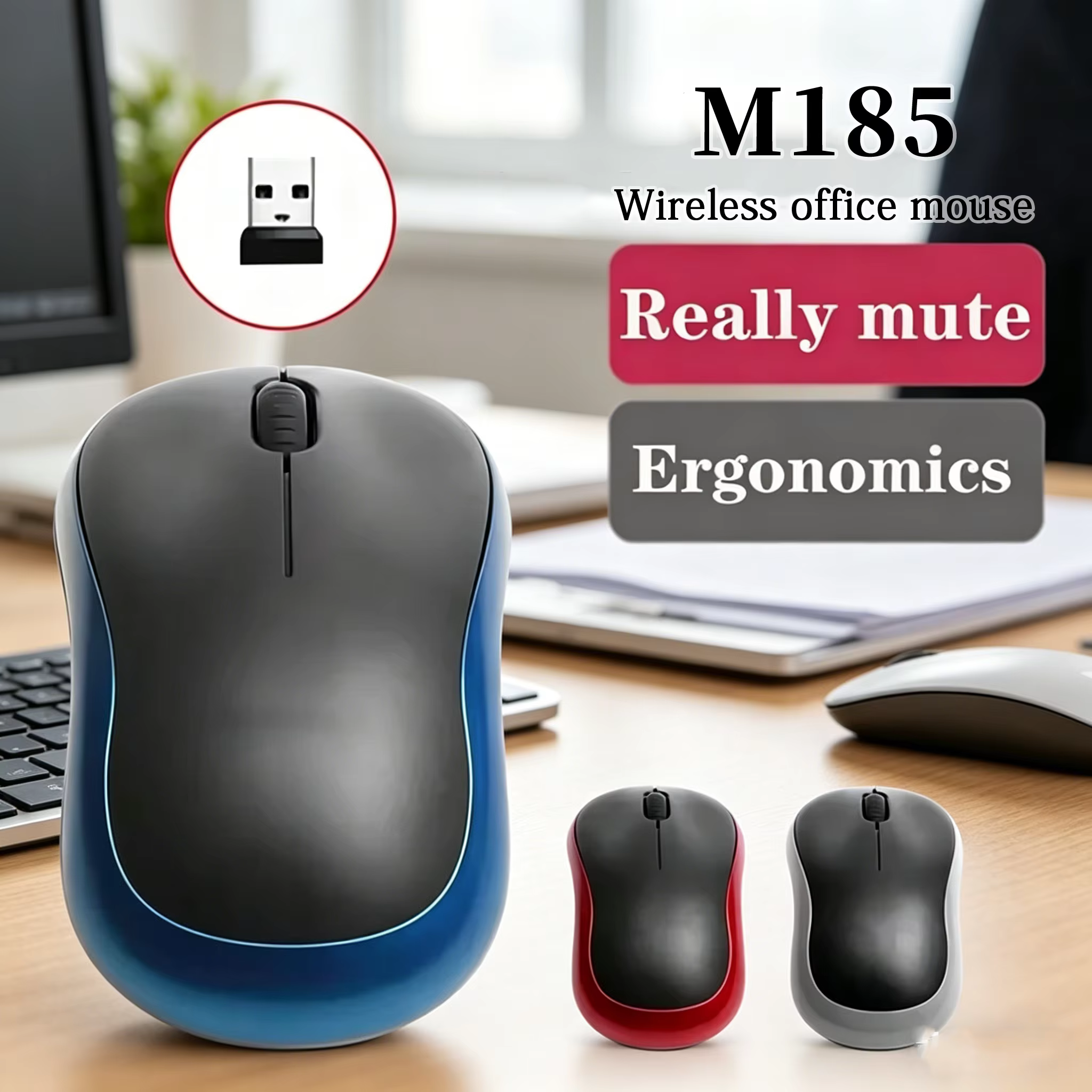 Nouvelle souris sans fil M185 Mini, confortable et portable, 1000 DPI, ergonomique, 2,4 GHz avec mini-récepteur USB pour PC/ordinateur portable