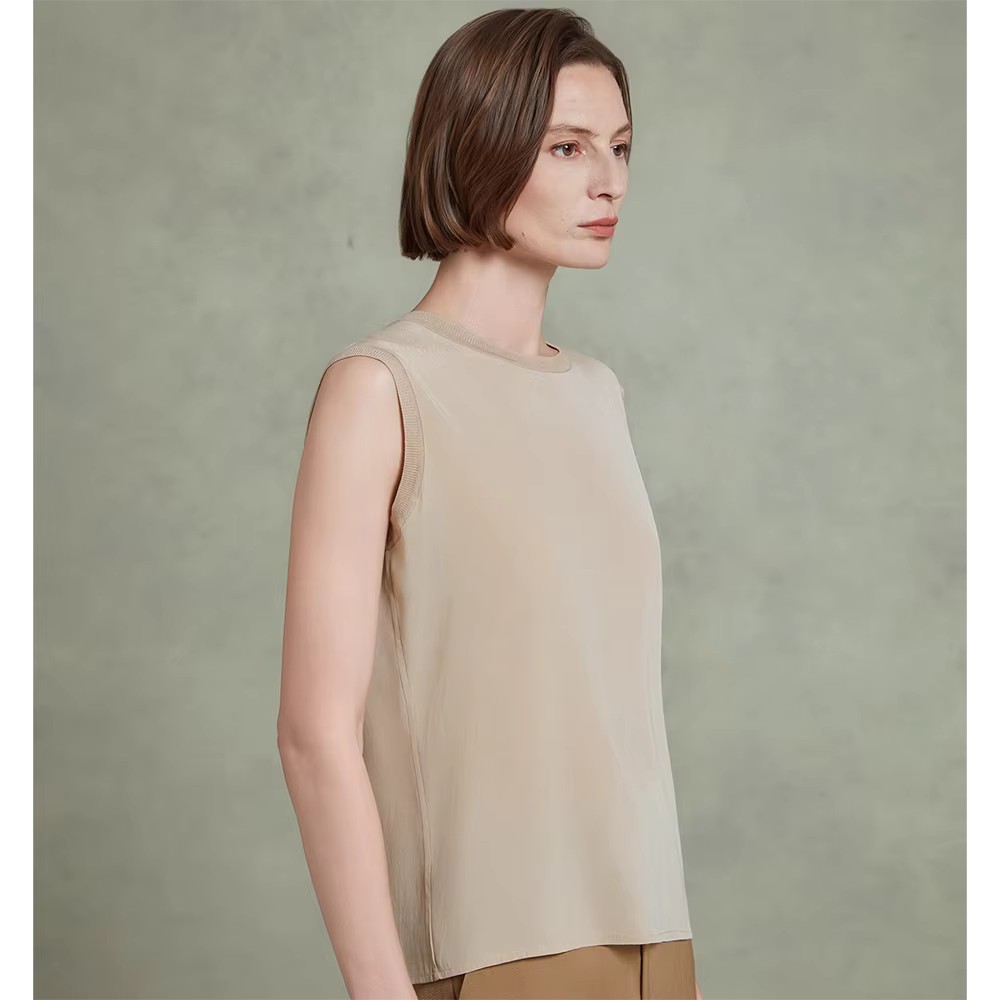 Débardeur sans manches en soie de mûrier véritable pour femme