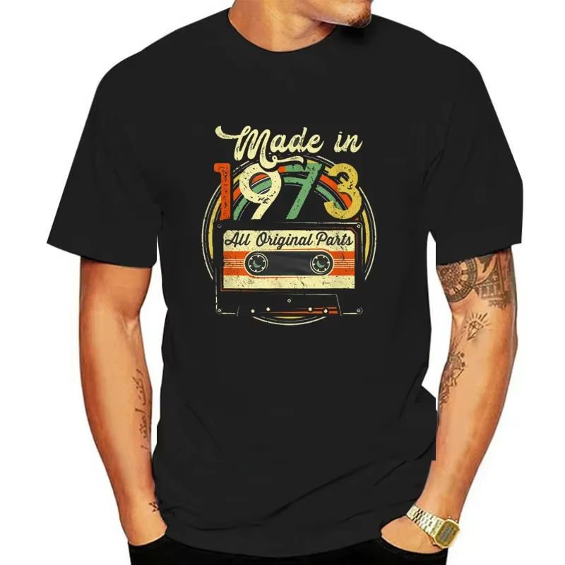 T-shirt drôle fabriqué en 1973 50th anniversaire cadeaux Cassette bande Vintage