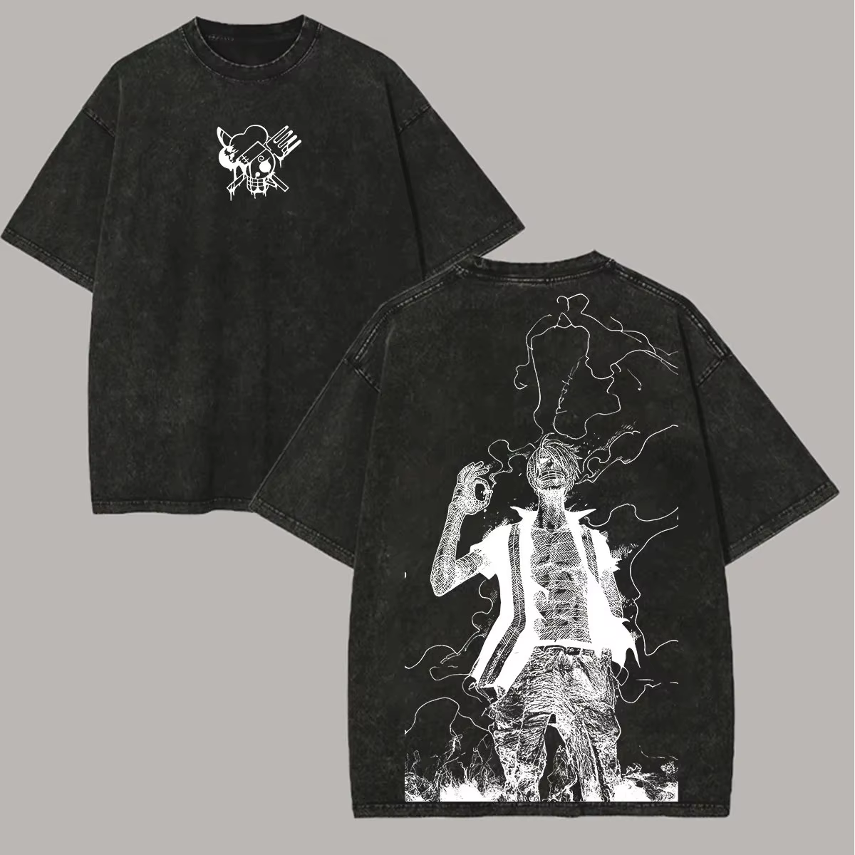 T-shirt graphique unisexe vintage en coton délavé à manches courtes pour homme et femme