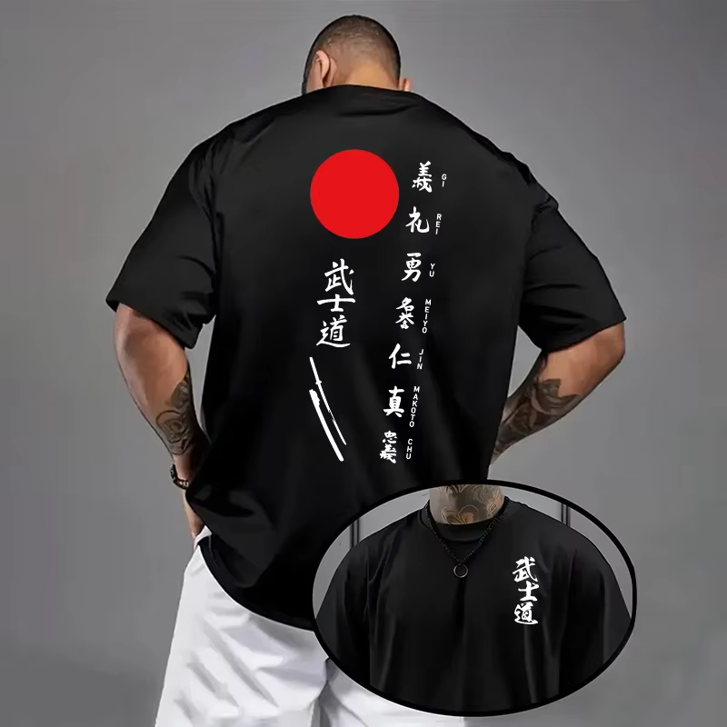 Japon Bushido imprimé T-shirt pour homme 2026 printemps été quotidien décontracté mode à manches courtes haut mâle maison extérieur confort Cool t-shirts