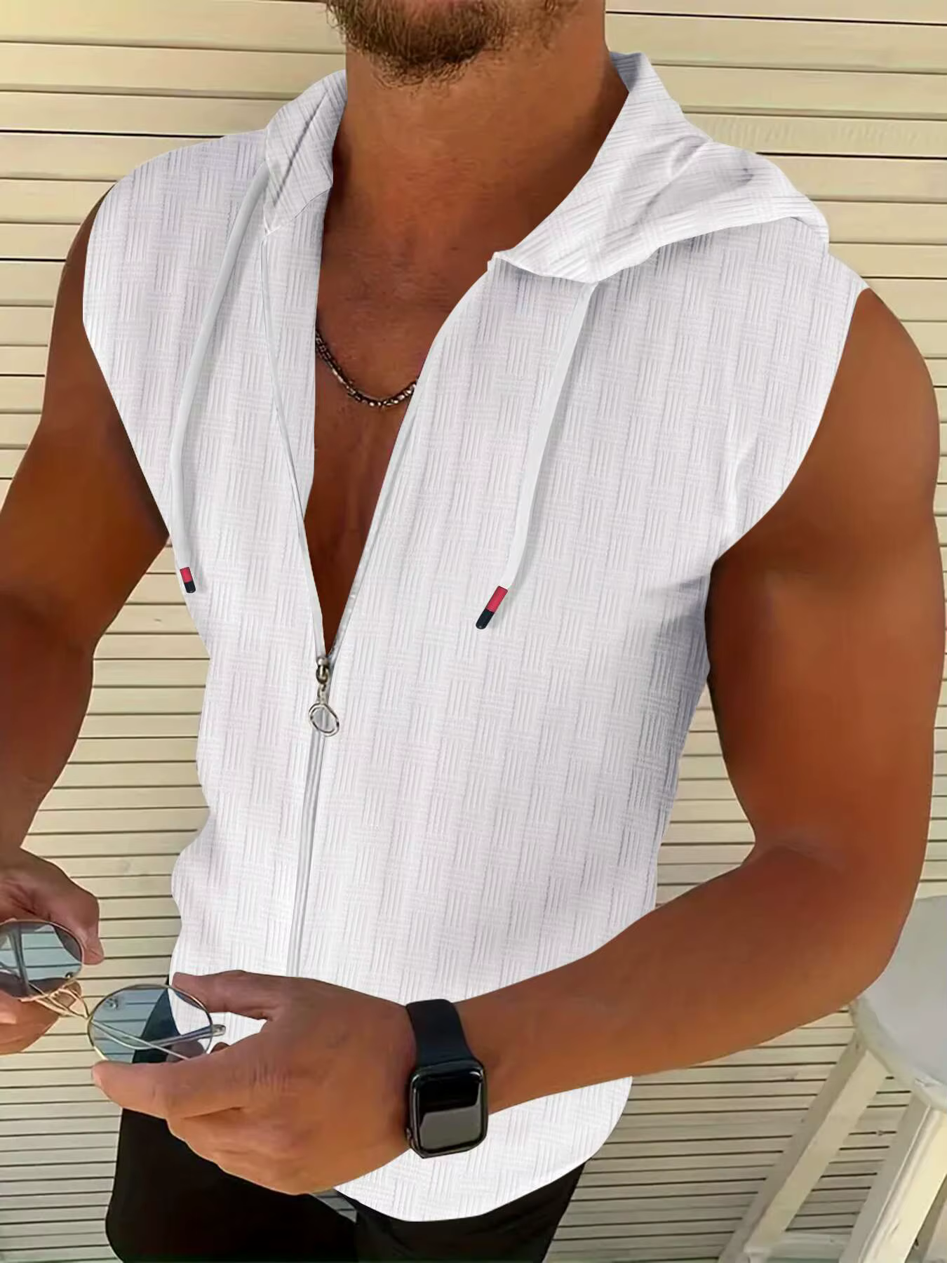 T-shirt pour homme, sweat-shirt à capuche slim fit d'été