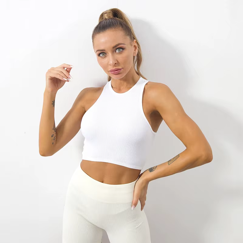 FibrYoga-T-shirt court respirant sans couture pour femme