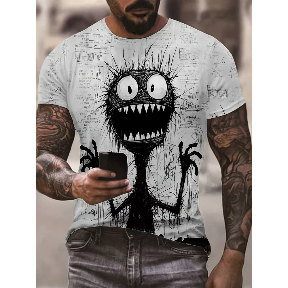 T-shirts imprimés 3D amusants avec des monstres d'anime