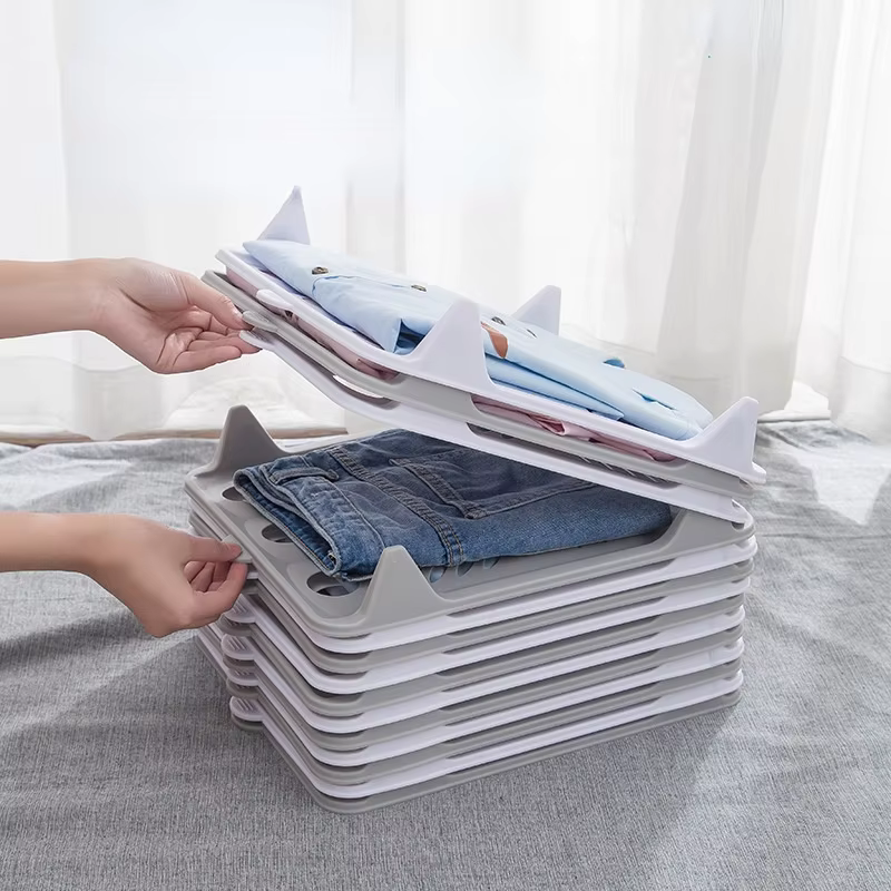 Planche pliante empilable pour vêtements, planche pliante paresseuse, chemises de synchronisation, t-shirt empilable, rangement de garde-robe, 5 pièces
