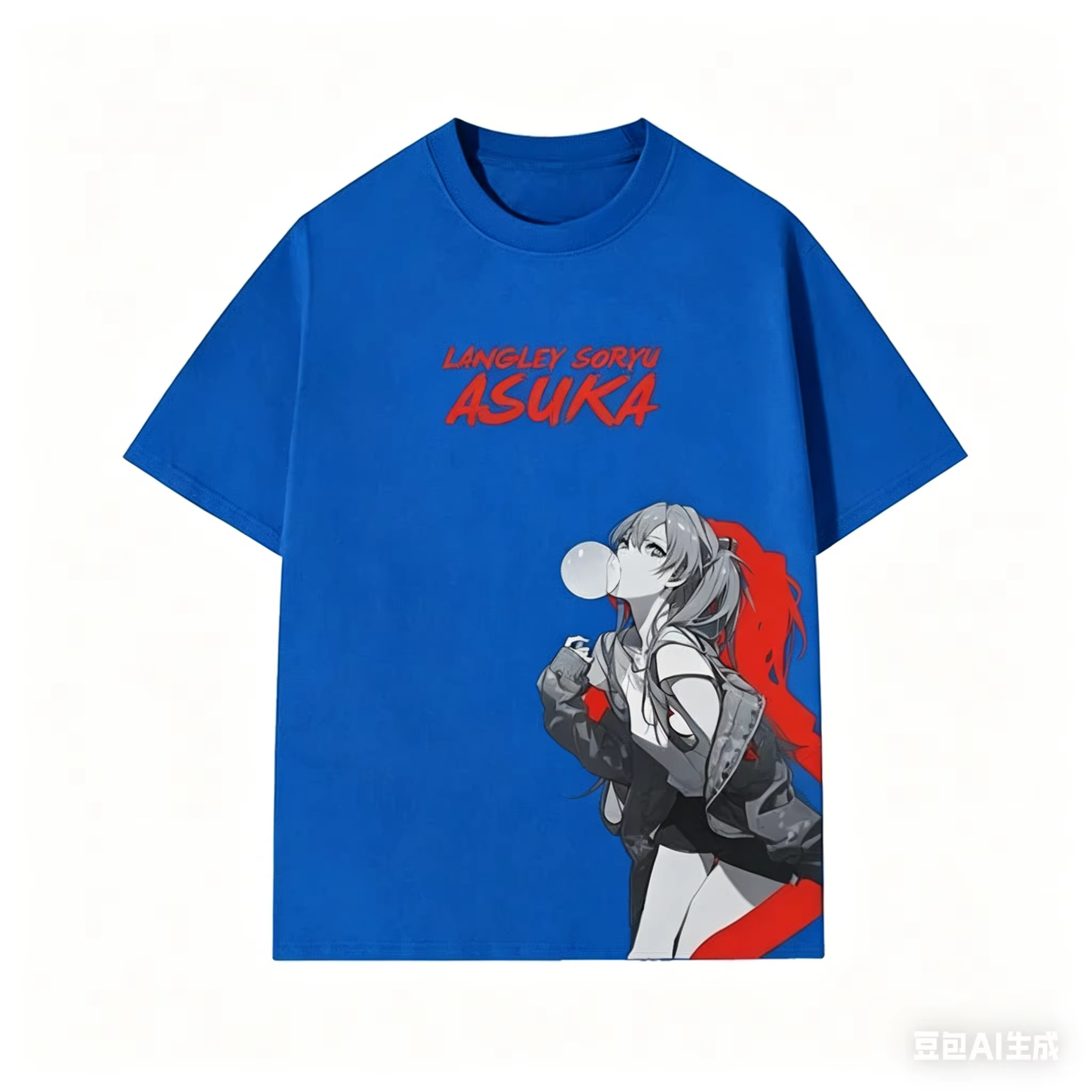 T-shirt à manches courtes Asuka d'animation japonaise, été, Eva, pour hommes et femmes, en pur coton, à manches courtes, ample, tendance, décontracté