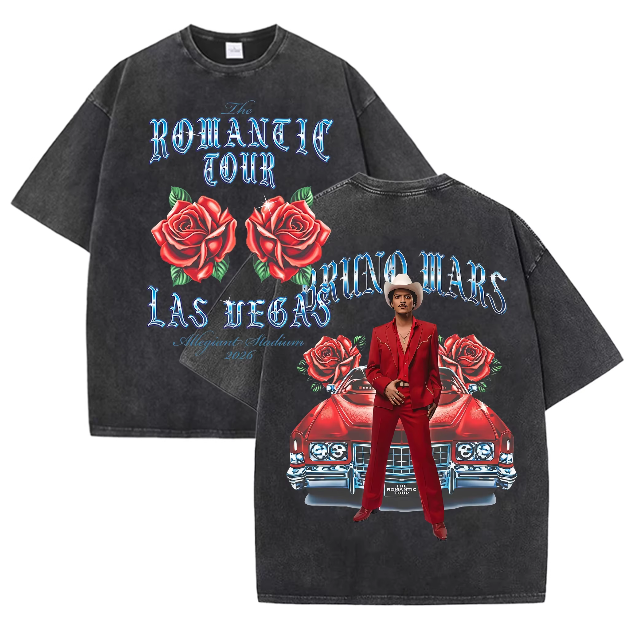 T-shirt vintage délavé Bruno Mars The Romantic Tour Las Vegas 2026