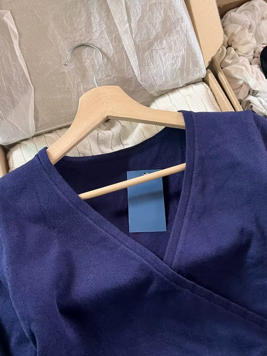 T-shirt à manches longues tricoté à lacets pour femme