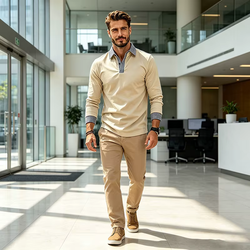 Polo à manches longues pour homme
