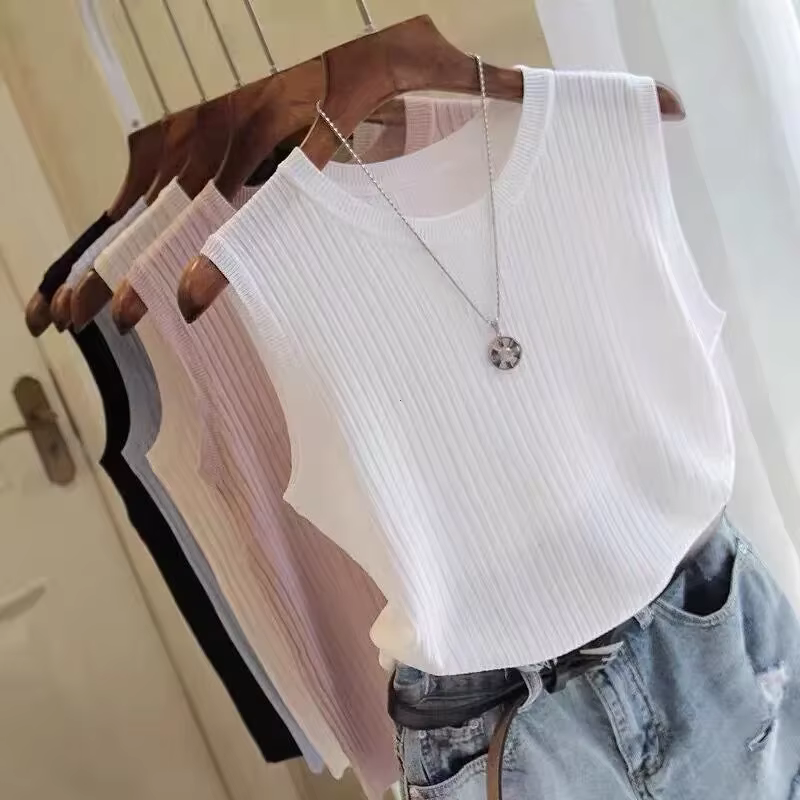 Haut à col rond pour femmes, chemise coréenne, vêtements d'été