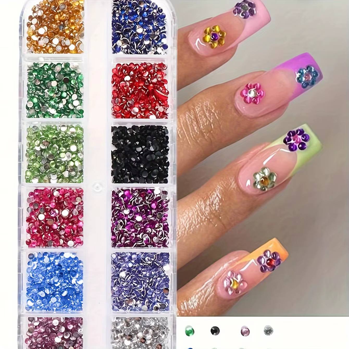 12 grilles de strass en cristal scintillant pour Nail Art