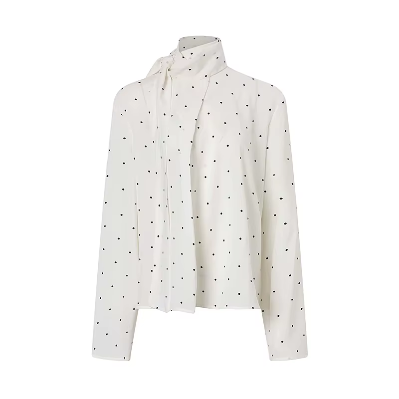 Chemisier blanc à pois pour femme