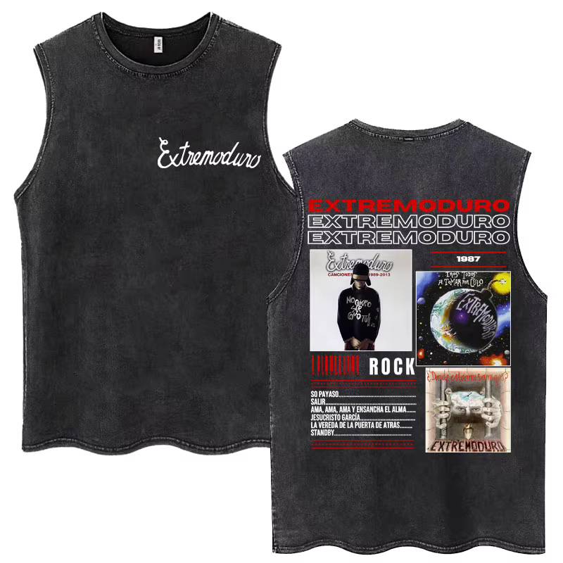 Rock Band Extremoduro Tour Débardeurs délavés Vêtements pour hommes Mode Harajuku Hip Hop T-shirts sans manches Gilets en coton amples décontractés